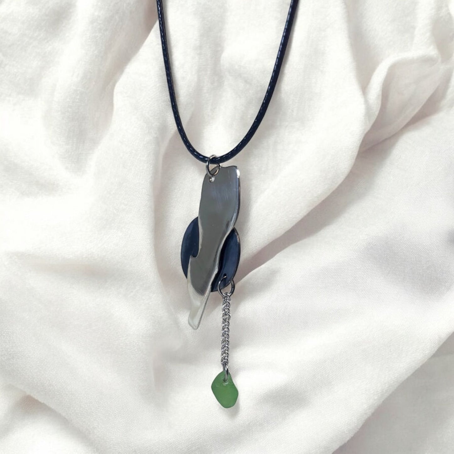 Eternal Lebanon necklace with oxidized silver Lebanon map pendant and sea glass
