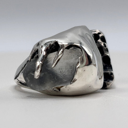 The Split ring, sterling silver with white sea glass, handmade 7ajra jewelry