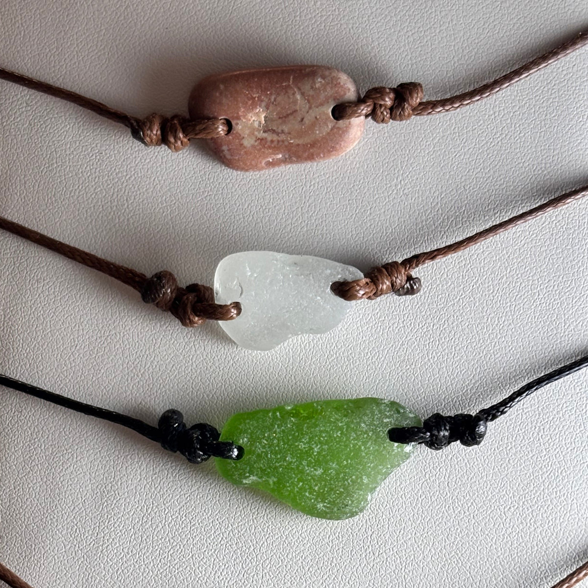 Salt Stone pebble cord bracelet, handmade by 7ajra
