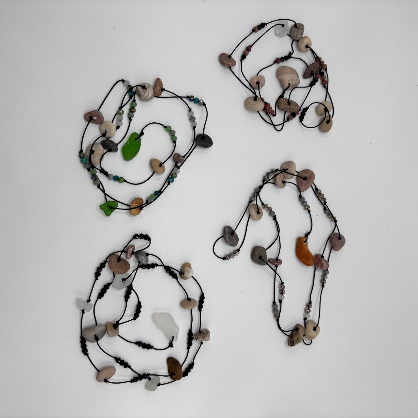 beach stones on a necklace lariat style