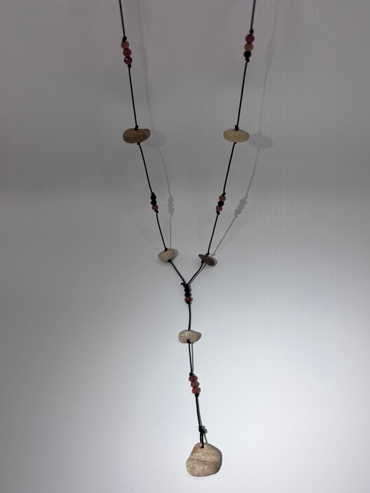 beach stones on a necklace lariat style