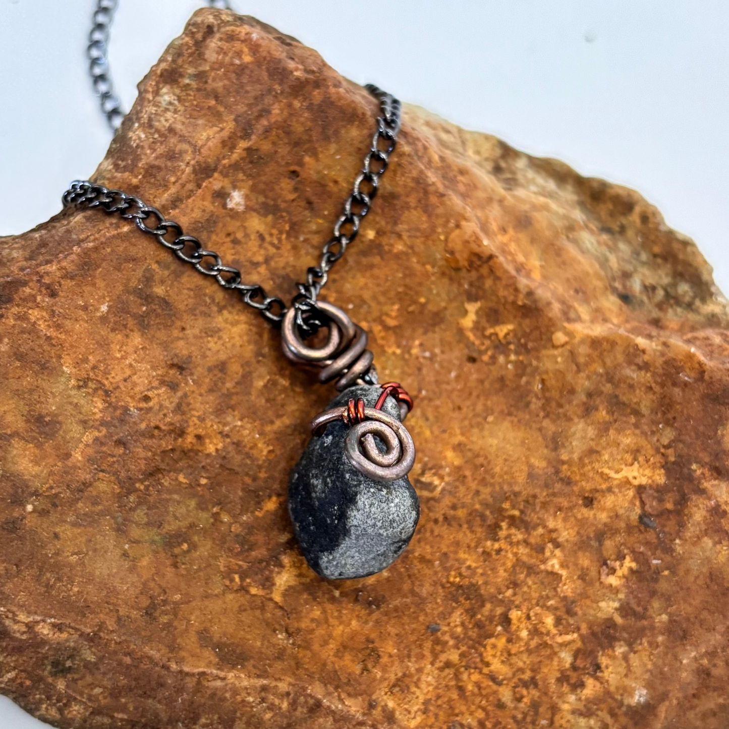 Midnight Shore wire wrapped pendant detail