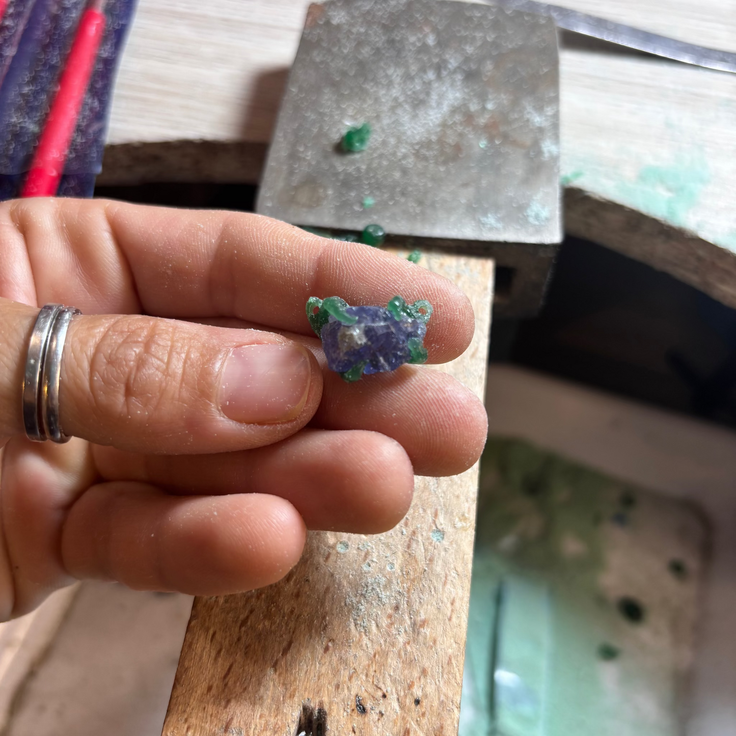 raw stone in wax setting sooon to be silver