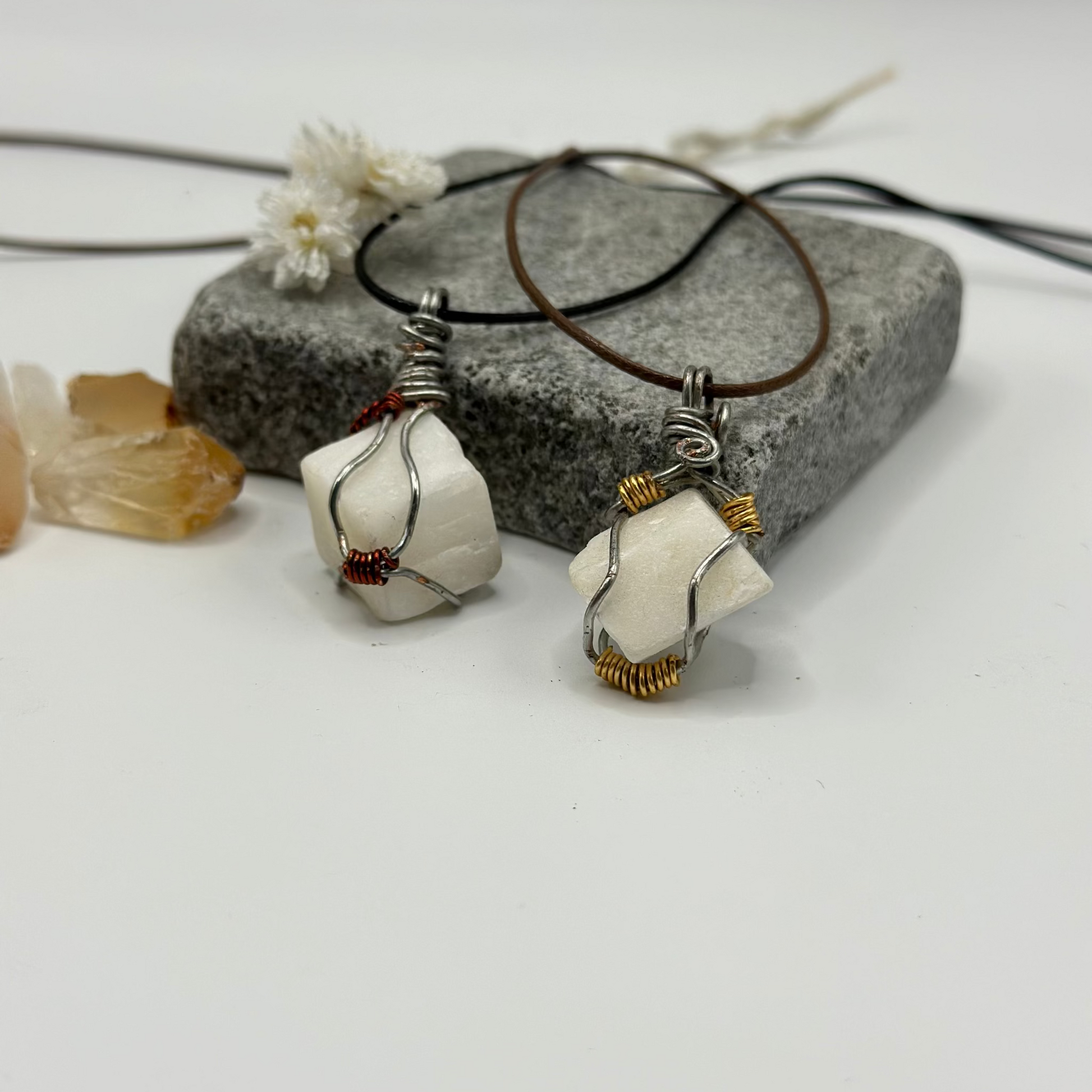 Exhale necklace styled with Inhale matching pendant set