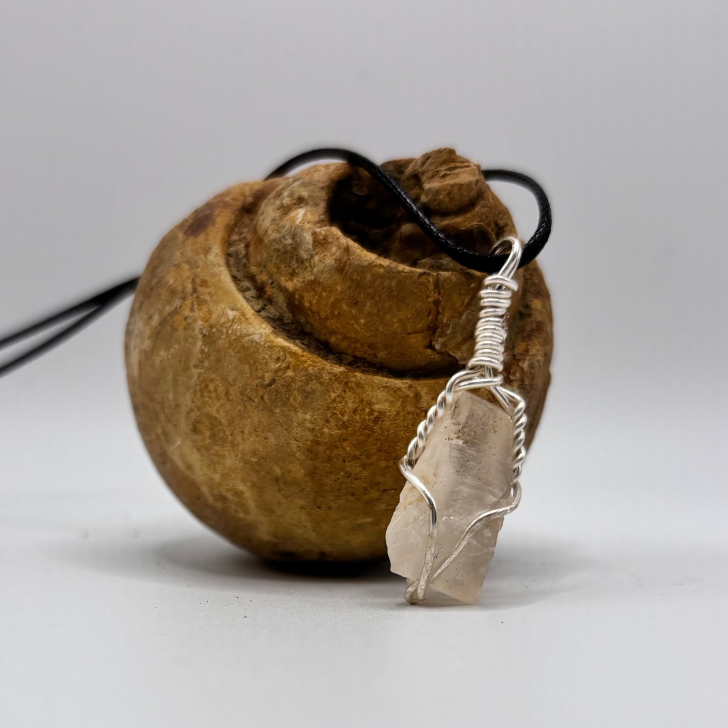 White calcite pendant necklace on adjustable cord